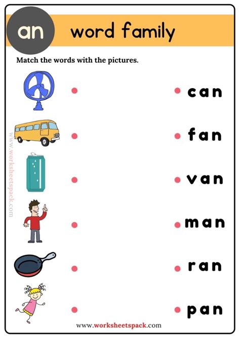 Free An Word Family Matching Worksheets - worksheetspack