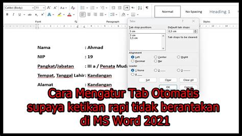 Cara Mengatur Tab Otomatis Di MS Word 2021 Supaya Ketikan Rapi Tidak