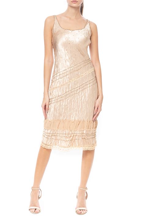 Dress Go Vestido Midi Cetim Dourado Dg Aluguel De Vestidos