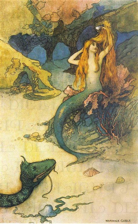 Classic Mermaid Vintage Illustration Vintage Digital Mermaid Download Mermaid Digital Download