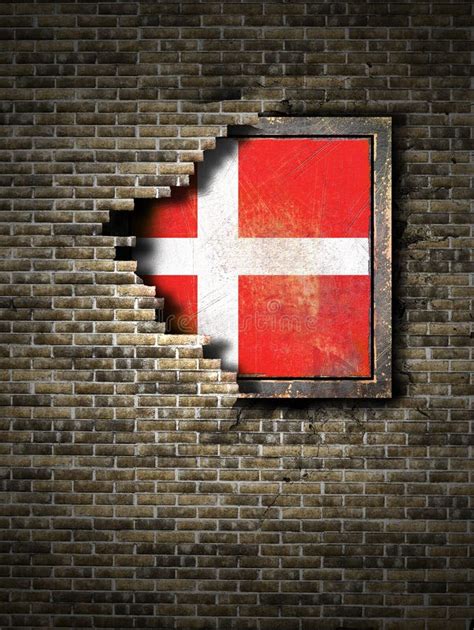 Old Denmark Flag In Brick Wall Stock Illustration Illustration Of