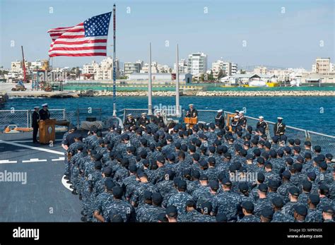 Larnaca Cyprus April Uss Ross Ddg Hosts A Change Of