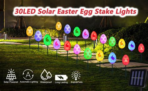 Amazon MIBUNG 30 LED Solar Easter Egg Stake Lights Easter