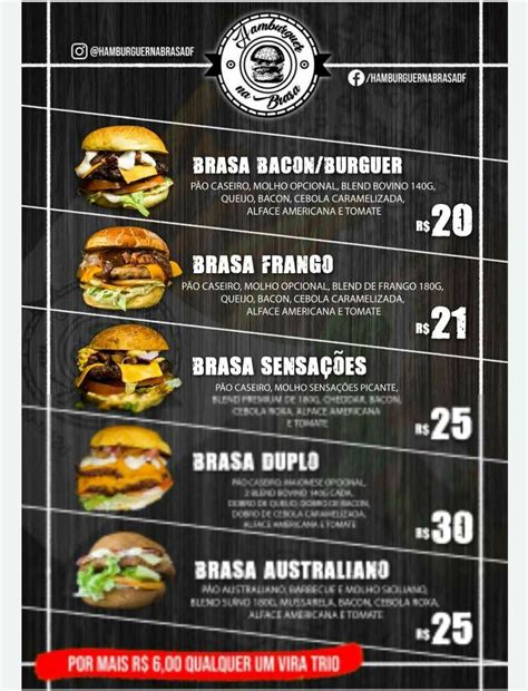 Menu em Hamburguer na Brasa restaurante Brasília