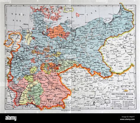 1900 Meyer Karte Von Deutschland Und Polen Stockfotografie Alamy