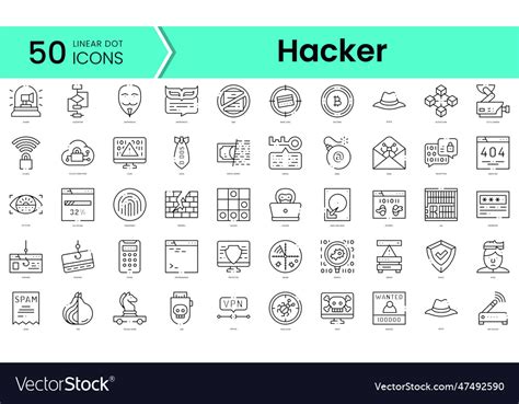 Set Of Hacker Icons Line Art Style Icons Bundle Vector Image