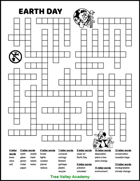 Fun Earth Day Fill In Word Puzzle Activity for Older Kids