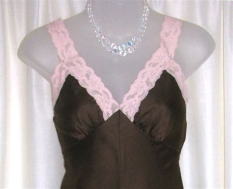 Kayser Pink Lace Chocolate Full Slip At Classy Option Nylon Full Slip