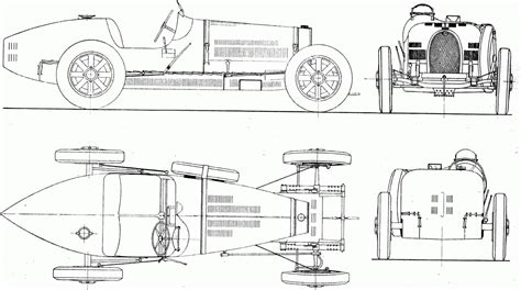 Bugatti Type 51 Blueprint - Download free blueprint for 3D modeling