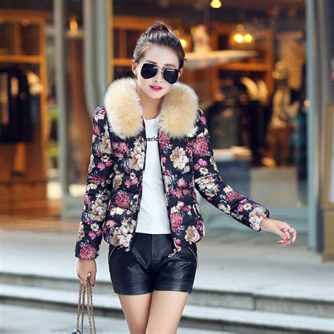 Купить Женская утепленная куртка 2015 зима Новый Раздел цветочные ...