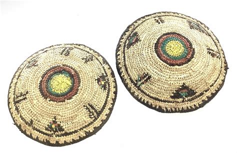 Lot 2 African Hausa Tribe Woven Coiled Grass Baskets