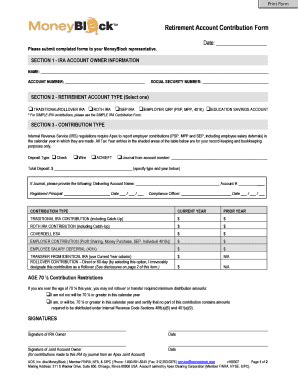 Fillable Online Retirement Account Contribution Form Fax Email Print