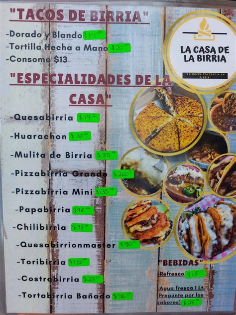 Carta Del Restaurante La Casa Del La Birria San Pedro Tlaquepaque