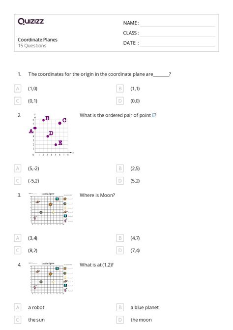 50 Coordinate Planes Worksheets For 4th Class On Quizizz Free And Printable