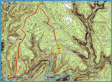 Red River Gorge Hiking Trails Map - TravelsFinders.Com