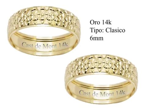 Argollas De Matrimonio 6mm Clasica Anillos Boda Oro 14k Par Meses