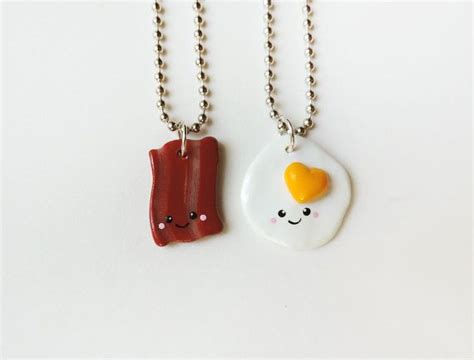 Bacon And Eggs Best Friend Necklace Set Polymer Clay Etsy Friend