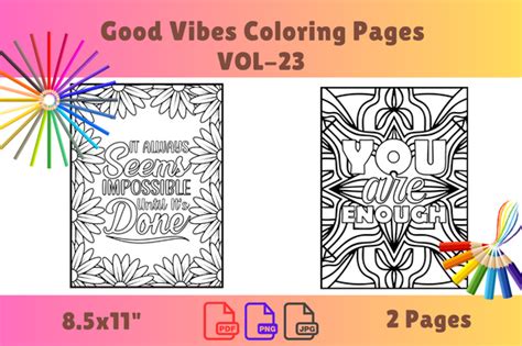 Good Vibes Coloring Pages Graphic By Rolland Jp Design · Creative Fabrica