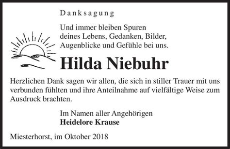 Traueranzeigen Von Hilda Niebuhr Abschied Nehmen De