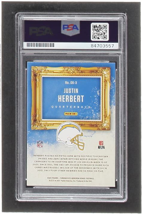 Justin Herbert Signed Gridiron Kings Teal Rc Psa Autograph