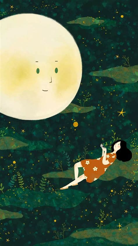 The Moon Art Wallpaper Dreamy Art Illustration Art