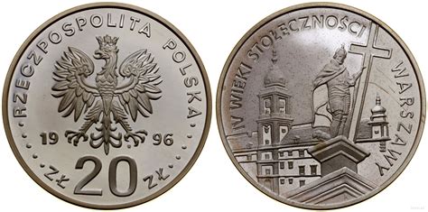 20 złotych 1996 IV wieki stołeczności Warszawy Polska E aukcja