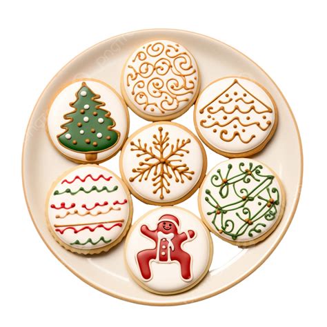 Christmas Butter Cookies Decorated With Christmas Graphics On Wooden