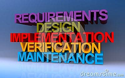 requirements design implementation verification maintenance  blue