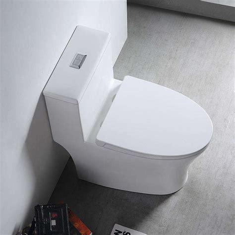 European One Piece Bathroom Toilets White Ceramic Floor Mounted Rimless