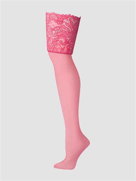 Romantic Corded Lace Thigh High Stockings In Pink Savage X Fenty