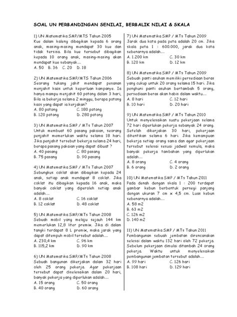 Contoh Soal Un Perbandingan