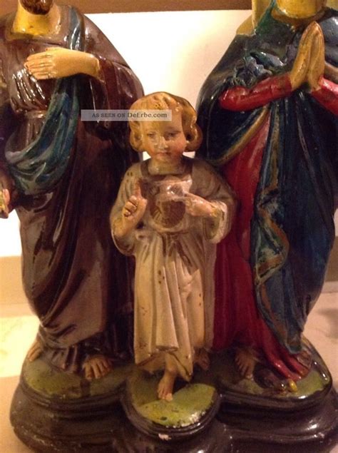 Antike Sehr Alte Heilige Familie Madonna Jesus Und Josef Krippenfigur