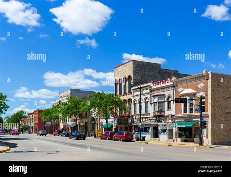 Traditional Main Street In A Small Us Town Jefferson Wisconsin Usa