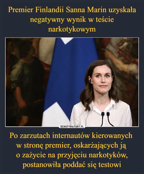 Premier Finlandii Sanna Marin uzyskała negatywny wynik w teście