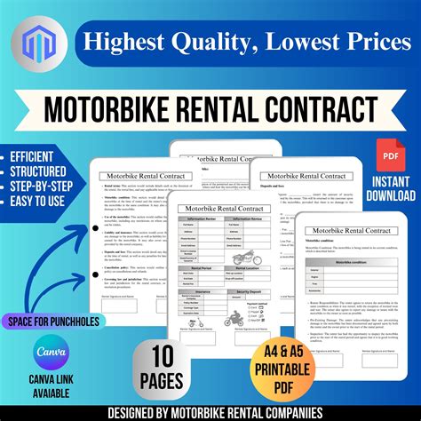 Motorbike Rental Contract Bike Dealership Bike Lease Agreement