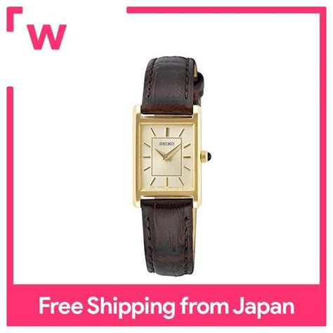 [Seiko] Seiko Watch Women's Square Design Quartz SWR066 Champagne Gold Dial x Brown Leather Band ...