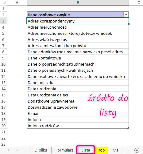 Lista Wielokrotnego Wyboru Ods Ona Malinowy Excel