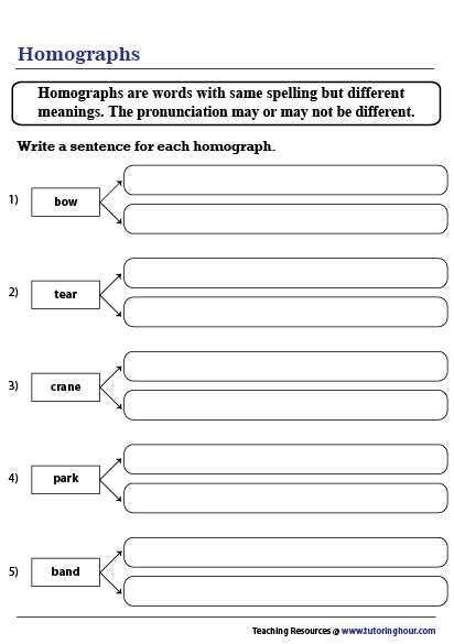 Worksheet Identifying Homographs With Contextual Clues Artofit