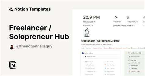 Freelancer Solopreneur Hub Definitive Edition Notion Template