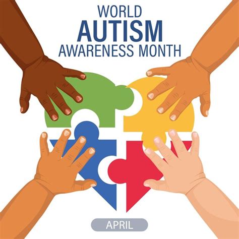 Premium Vector World Autism Awareness Day Banner Childrens Hands And