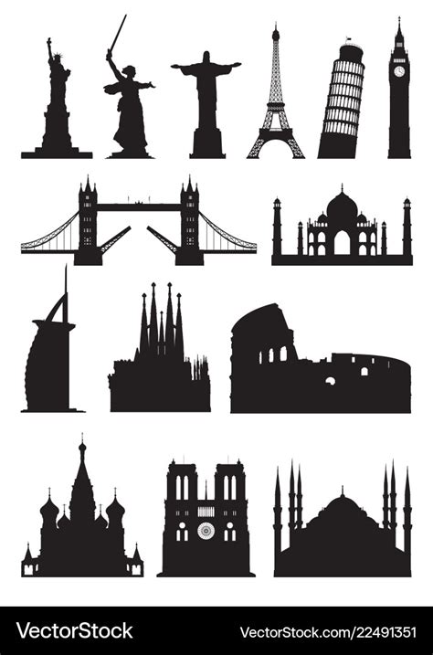 Silhouettes Landmark Royalty Free Vector Image