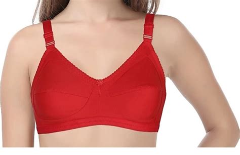 Elina16 Non Padded Ladies Plain Red Cotton Bra For Daily Wear Size