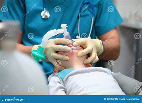 Preparing A Young Boy For Dental Surgery General Anesthesia Treatment