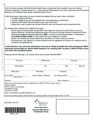 Fillable Online Permissions Form With Hca Email Mission Health