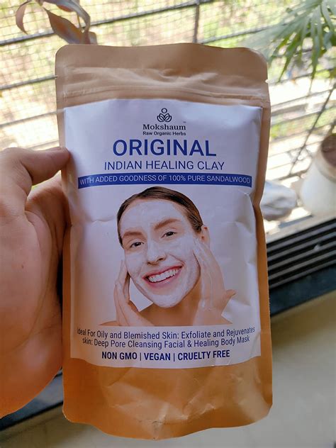 Mokshaum Original Indian Healing Clay Mask Powder For Skin Oil Control Even Skin Tone Reduce