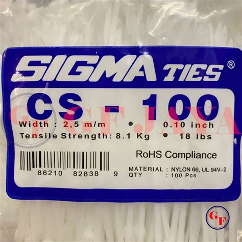 Jual Kabel Ties Sigma CS 100 Isi 100 10cm X 2 5mm Putih CS100 CV100