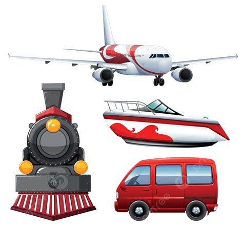 Four Types Of Transportations White Train Clip Art Vector White Train