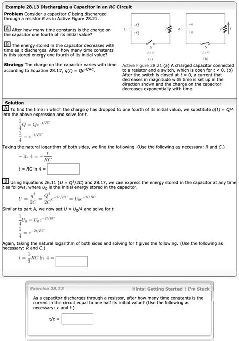 SOLVED Example 28 13 Discharging A Capacitor In An RC Circuit Problem