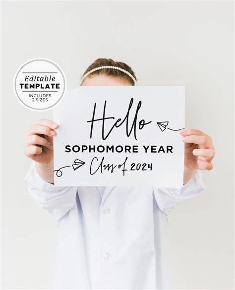 Printable First Day Of Sophomore Year Sign Class Of 2024 Etsy