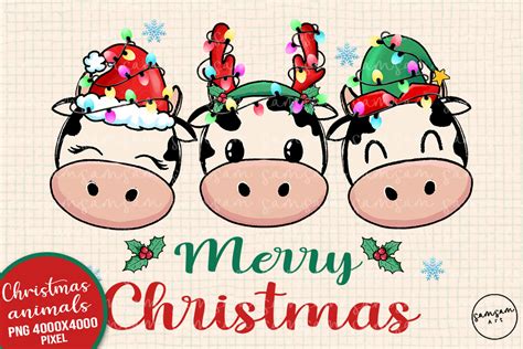 Cow Christmas Lights Sublimation Graphic By Samsam Art Creative Fabrica